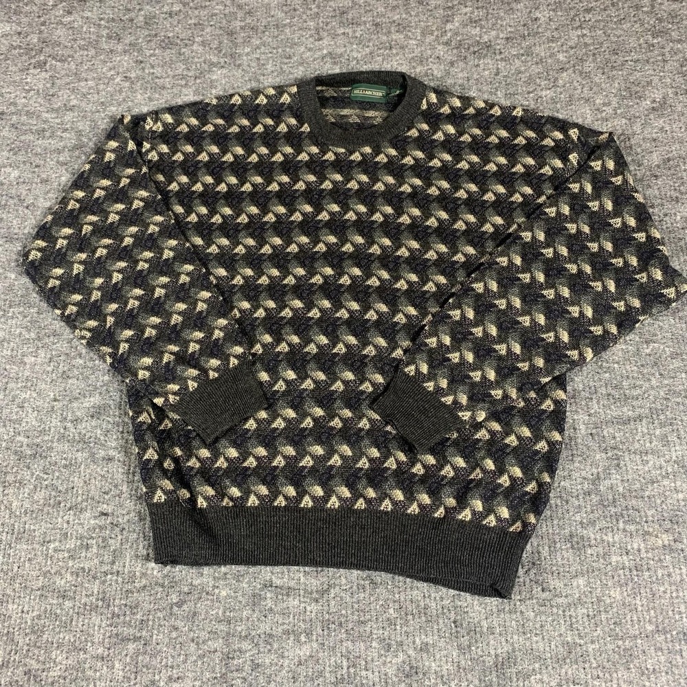 Hill & Archer Sweater Mens XL Gray Pullover Acrylic Geometric Heavyweight‎